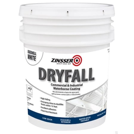 Zinsser Dryfall Commercial & Industrial Waterborne Coating, White, Eggshell, 5 Gallon 350999