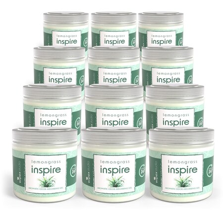 Wipex Aromatic Gel Odor Eliminator Jars, Lemongrass for Home, Yoga Studio, Fitness, Car, 12PK WX72237OGLE-12