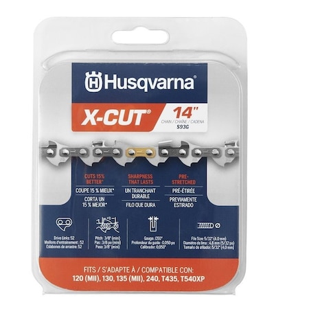 Husqvarna Chainsaw Chain, 14 in L Bar, 0.05 ga, 3/8 in TPI/Pitch, 52-Link 597469552