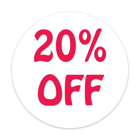 Specialty Store Services 20 Percent Off Preprinted Retail Labels, Circle 5730