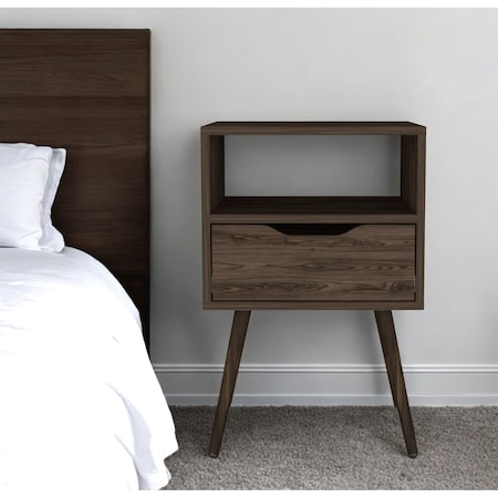 Homeroots 25" Brown Wood One Drawer Nightstand 534882