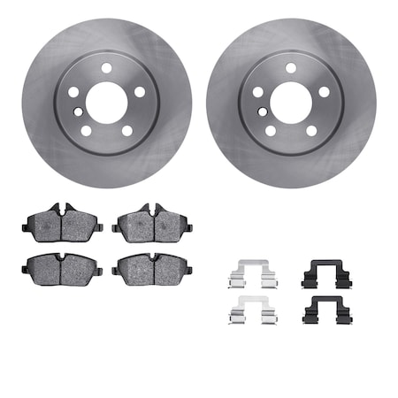 Dynamic Friction Co DFC Rotors with EURO 5000 Ceramic Brake Pads includes Hardware 6612-32065