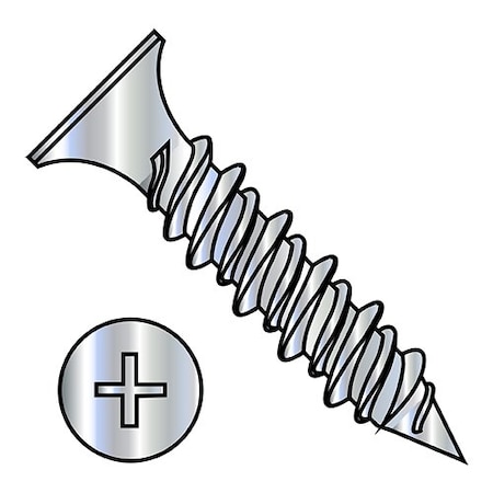 Zoro Select 8X1 1/2 Ph Bugle Hi-Low Drywall Zinc, 4000Pk 0824HPGZ