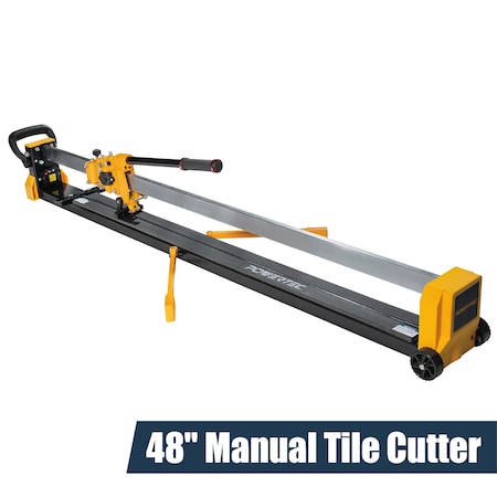 Powertec PRO 48in Manual Tile Cutter with Laser Guide and Transport Wheels - Aluminum Base 71981