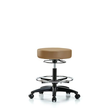 Blue Ridge Ergonomics Bench Stool, Med, Vinyl, CF, Casters, Taupe BR-VMBSO-RG-CF-RC-8584
