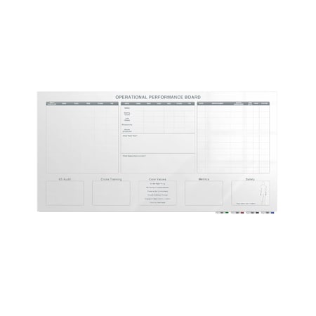 Ghent Manufacturing Aria Low Profile Glassboard, Operational Performance, Magnetic, 4'H x 8'W GRPARIASM03Z-48