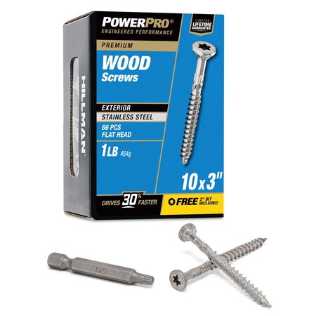 Hillman Power Pro No. 10 Ga. X 3 in. L Stainless Steel Star Flat Head Exterior Deck Screws 1 lb 66 p 48623V4