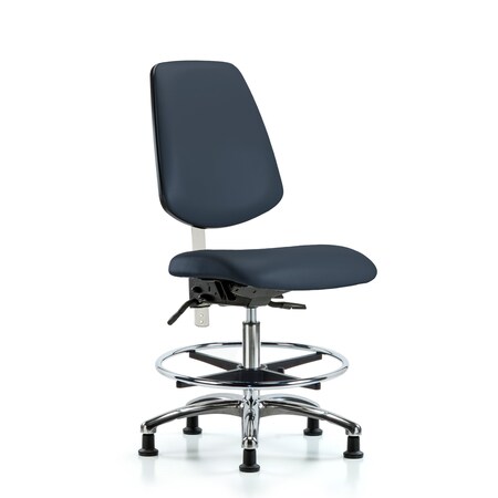 Blue Ridge Ergonomics Clean Room Chair Vin Med Ben Chair, Med, Bk, Nav, CL100, No Arms, 22" to 29" Height, Vinyl BR-NCR-VMBCH-MB-CR-T1-A0-CF-RG-8582