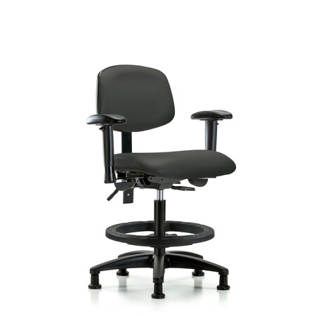 Blue Ridge Ergonomics Medium Bench Chair Chair, Vin, Med Ben, Tilt AA BF Glides, Gry, Adjustable Arms, 22" to 29" Height BR-VMBCH-RG-T1-A1-BF-RG-8605