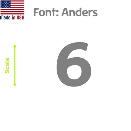Aacc Self-Adhesive Vinyl Number: 6, Size: 11 in. Color: Gray Font: Anders, 24PK AACC-Anders-N6-Gray-I11x24
