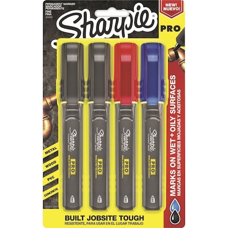Sharpie Permanent Marker Set, Black, Blue, Red, Fine Tip, 4 PK 2018324