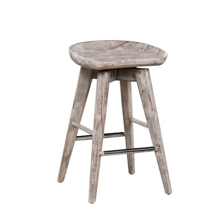 Boraam 24 in. Bali Swivel Stool, Barnwood Wire-Brush 54224