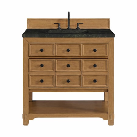James Martin Vanities Malibu 36" Single Vanity, Amber Birch, w/ 3 CM Phantome Eclos Top 505-V36-AMB-3PHT