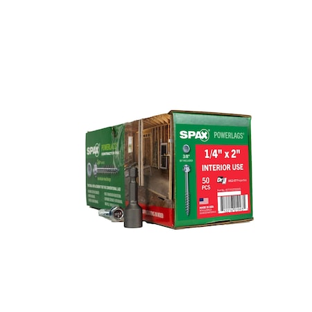 Spax 1/4 in x 2 in Interior Structural Wood Lag Screws Powerlags Hex Head Hex, 50PK 4571010700505