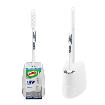 Libman Commercial Toilet Brush 23in Plunger Caddy 15in, Steel Handle 1024