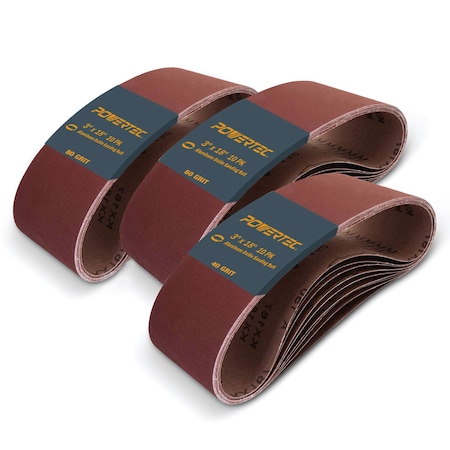 Powertec 3 in W, 18 in L, Aluminum Oxide, Brown 110804N