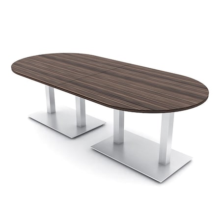 Skutchi Designs Racetrack Conference Table With Power Unit, 48 in W, 96 in L, Brown HAR-RAC-48X96-DOU-H3041-NA