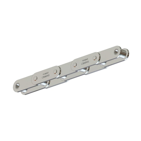Senqcia Hi-Max Conveyor Series Double Pitch Riveted Standard , 10 ft OAL, 2 P, 5/8 Dia x 5/8 W, 304SS C2080SSHMRB
