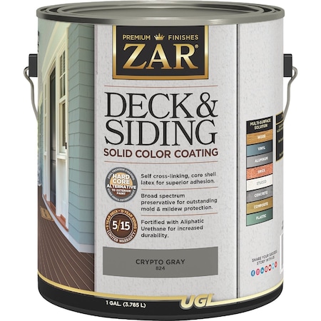 Zar Solid Deck & Siding Coating Crypto Gray 1 Gal. 832910