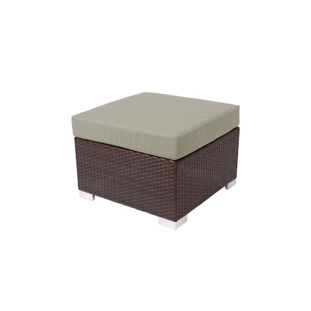 Bfm Seating Aruba Wicker Outdoor Ottoman with Sunbrella Cushion PH5106JV-14106