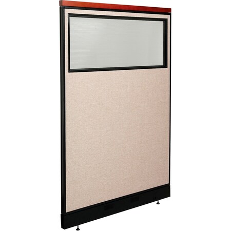 Global Industrial Interion Deluxe Office Partition Panel w/Partial Window and Raceway 48-1/4"W x 101-1/2"H Tan 695789DWNTN