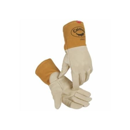 Caiman 1869 Cow Grain Unlined Welding Gloves, X-Large, Gold, 4 in Gauntlet Cuff 607-1869-XL