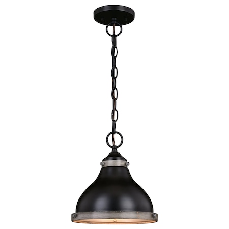 Vaxcel Sheffield 1L 10-in. W Dark Bronze and Gray Farmhouse Dome Pendant Light P0367