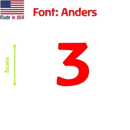 Aacc Self-Adhesive Vinyl Number: 3, Size: 20 cm. Color: Red Font: Anders, 24PK AACC-Anders-N3-Red-M20x24