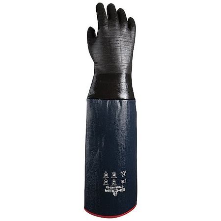 Showa Chemical Resistant Gloves, Neoprene, Black, 1 PR 6781R-145-10