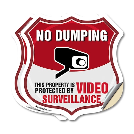 Signmission No Dumping Shield Sign This Property Is, 6 inch X 6 inch, Vinyl Decal, 2PK SHI-D-2PACK-6-393