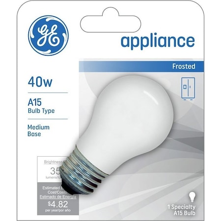 Ge 27495 Ceiling Fan Bulb, 40 W, A15 Lamp, E26 Medium Lamp Base, 355 Lumens 93131066