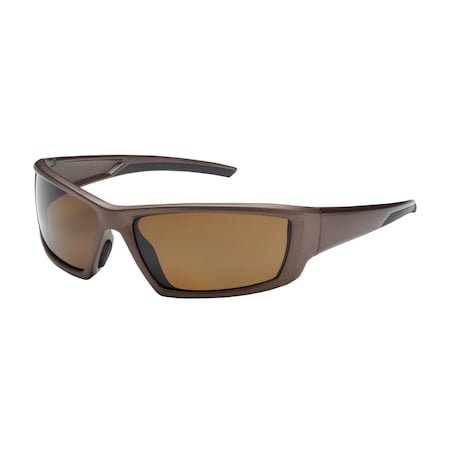 Bouton Optical Full Frame Safety Glasses w/Brown Frame, Polarized Brown Lens and Anti-Scratch/Anti-Fog Coating 250-47-1042