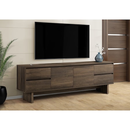 Monarch Specialties TV Stand, 72'', Console, Media Entertainment Center, Brown Laminate, Transitional I 2718