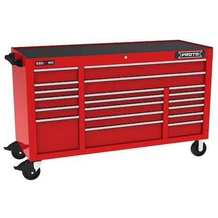 Proto 550 Series Rolling Tool Cabinet, 19 Drawer, Red, 67 in W x 25-1/4 in D x 41 in H J556741B-19RD