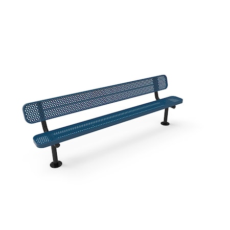 Mytcoat 8ft Outdoor Bench with Back, Surface Mount, Light Blue, Punched Steel, Industry Standard Coating 804170