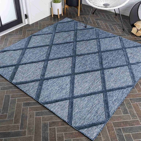 Jonathan Y Salines Diamond Trellis Navy 5 ft Square Indoor/Outdoor Area Rug IBZ101B-5SQ