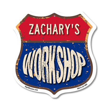 Signmission Zachary's Workshop, 12 Inch X 12 Inch, Aluminum Metal Sign SHI-A-12-489-ZACHARY