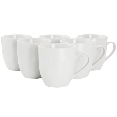 Our Table Simple White 6 Piece Fine Ceramic 16.65oz Mug Set in White 133033.01