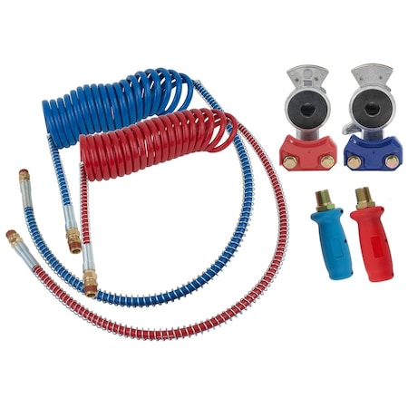 Mytee Products Air Brake, Coiled Assembly & Accessory Kit 15Ft w/ 12in & 40in Pigtails Red & Blue MP-ABCA-GH-Ext