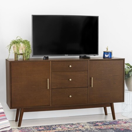 Walker Edison Furniture 60 in Mid Century Modern Wood TV Stand - Walnut W60CMCWT