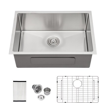 Wrightmaster 28 in. Undermount 16-Gauge Single Bowl Stainless Steel Sink with Bottom Grids, Rolling-Up Rack ZOR-U281810R1