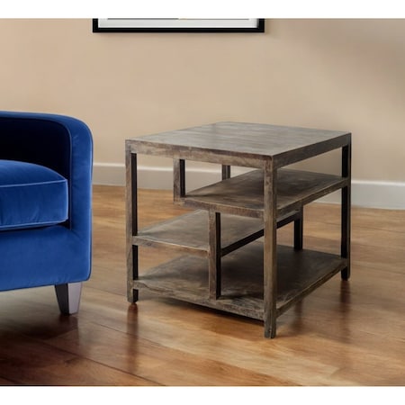 Homeroots 22" Brown Solid Wood Square End Table 380654