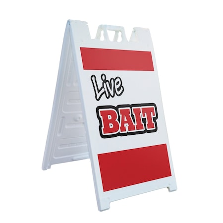 Signmission Live Bait, A-Frame & 2 Sign Inserts, Heavy-Duty Plastic Frame SBHD-C-2436-Live Bait