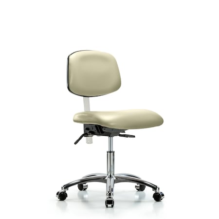 Blue Ridge Ergonomics Clean Room Chair Desk Chair, Vin, Chrm, Tilt Cast, Wht, CL100, No Arms, 18" to 23" Height, Vinyl BR-NCR-VDHCH-CR-T1-A0-CC-8501