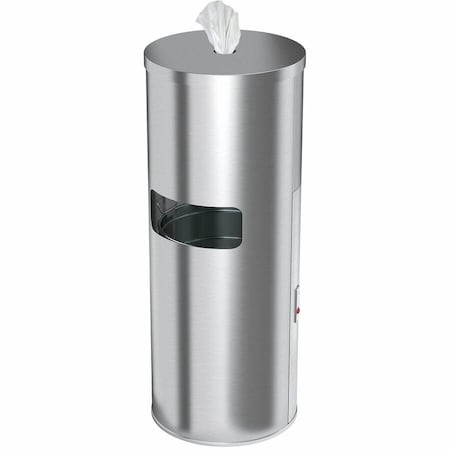 Hls Commercial 9 Gallon Trash Can with Sanitizer Gym Wipe Dispenser HLSC09WSR