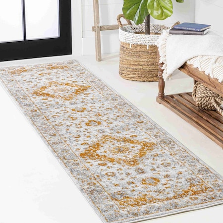 Jonathan Y Indhira Ornate Medallion Persian Orange/Cream 2 ft. x 8 ft. Runner Rug MDP212B-28