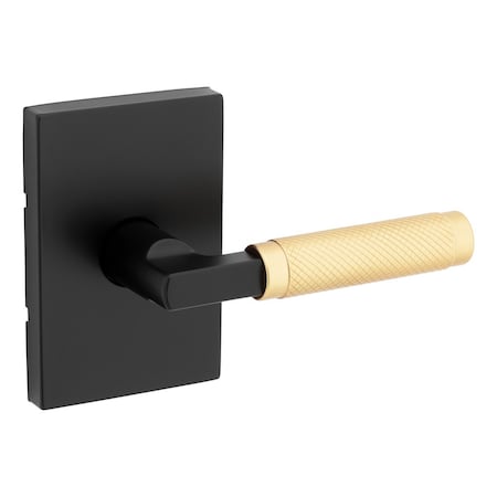Kwikset Prava Lever with Rectangular Rose Passage Door Lock with Satin Brass Grip with 6AL Latch and RCS 720PVLRCT-5144