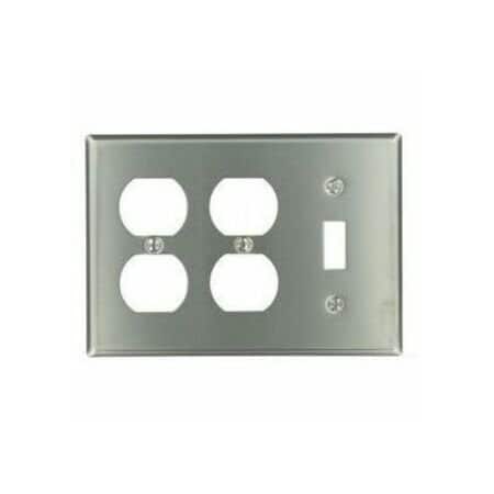 Leviton Combination Wallplate, Standard Size, Gang 3, Brushed Stainless Steel 84047-40
