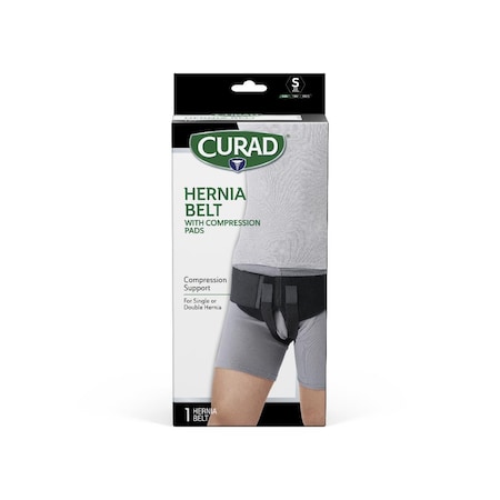 Medline CURAD Hernia Belt with Removable Compression Pads, Hook-and-Loop Closure, Elastic, Black, Size S CURORT224SHH