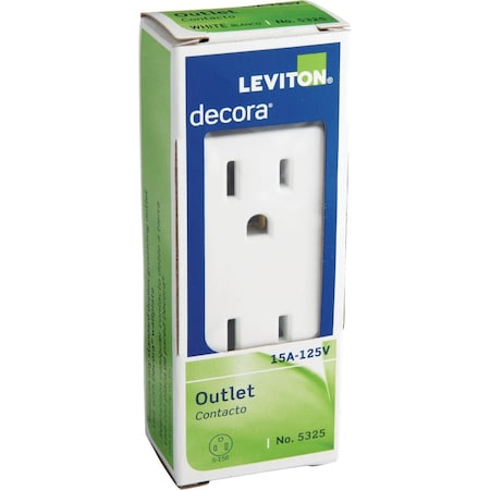 Leviton Decora 15A White Residential Grade 5-15R Duplex Outlet S02-05325-0WS
